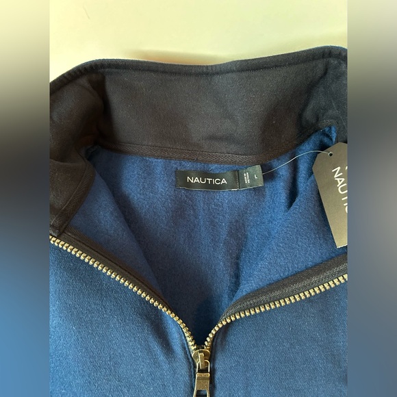 NWT Nautica Navy Pullover Sweatshirt With Zipper Men’s Large - Picture 8 of 12